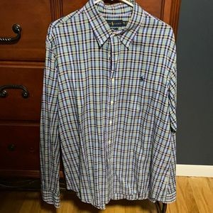 Men’s Ralph Lauren button down blue plaid XXL NWOT